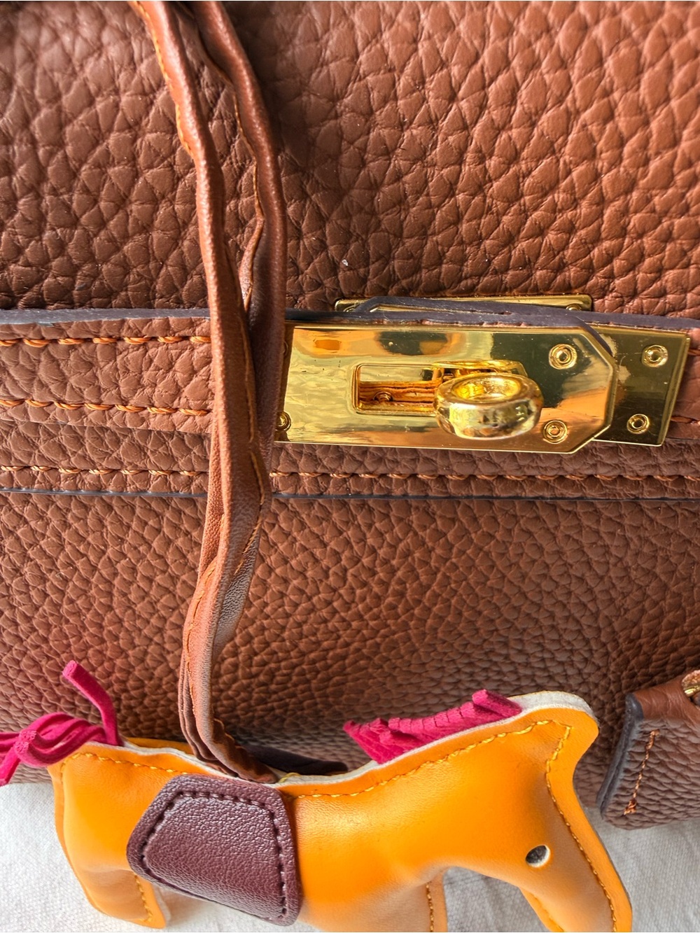 Hermes Cognac Togo Leather Mini Crossbody with Gold Hardware - Picture 7 of 13